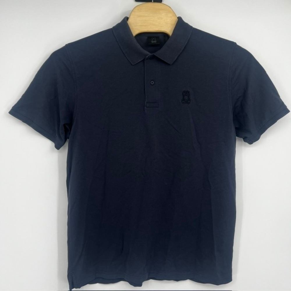 Psycho Bunny Men's Navy Blue Pima Cotton Short Sleeve Polo Shirt Size 8